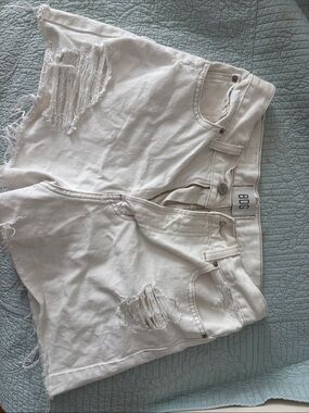BDG White Ripped Denim Cutoff Shorts